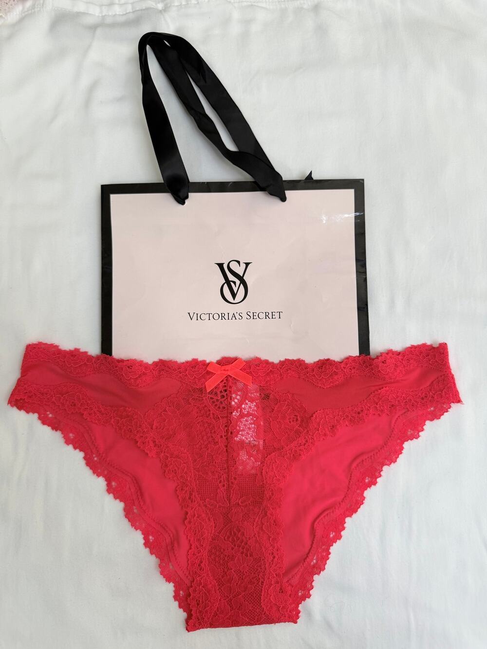 NWT Victoria’s Secret Vintage Dream Angels Satin Sheer Cheekini Panty Red XS